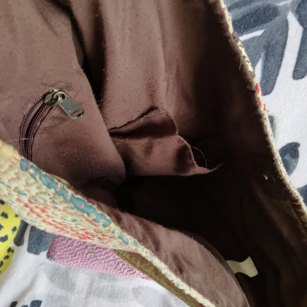 *repaired*** World Market large shoulder bag purse with long strap And Repair